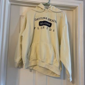Daytona Beach Florida Cream/Light Yellow Hoodie Size Large